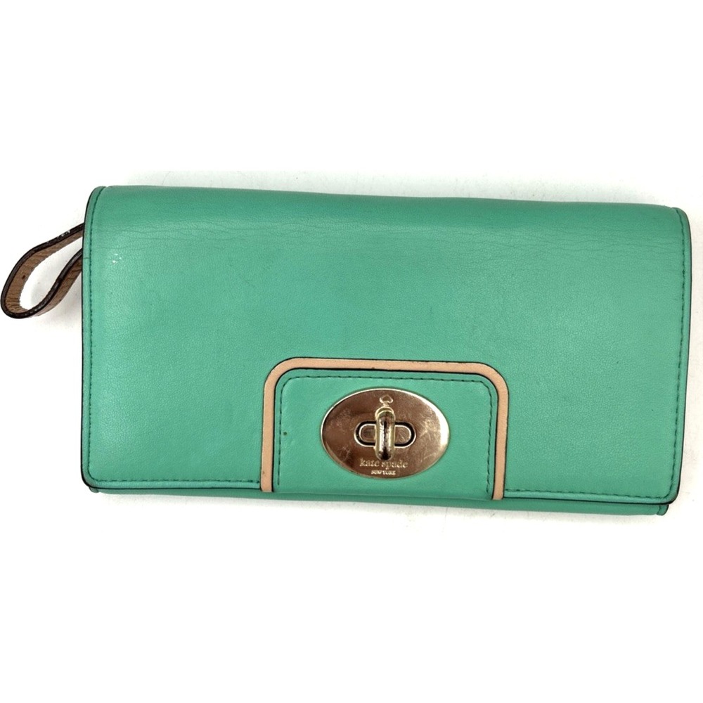 KATE SPADE turquoise blue leather wallet/clutch 7.5" X 4 "